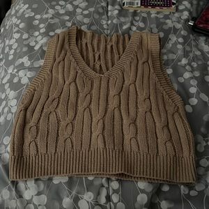 Knit cable neck vest